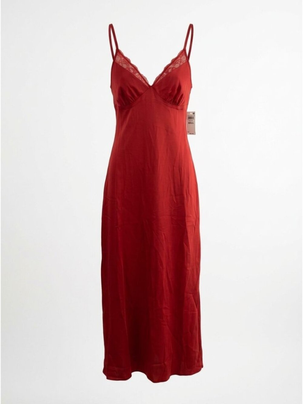 NWT INC International Concepts Satin Nightgown Sz S Red Full Length Slip Dress